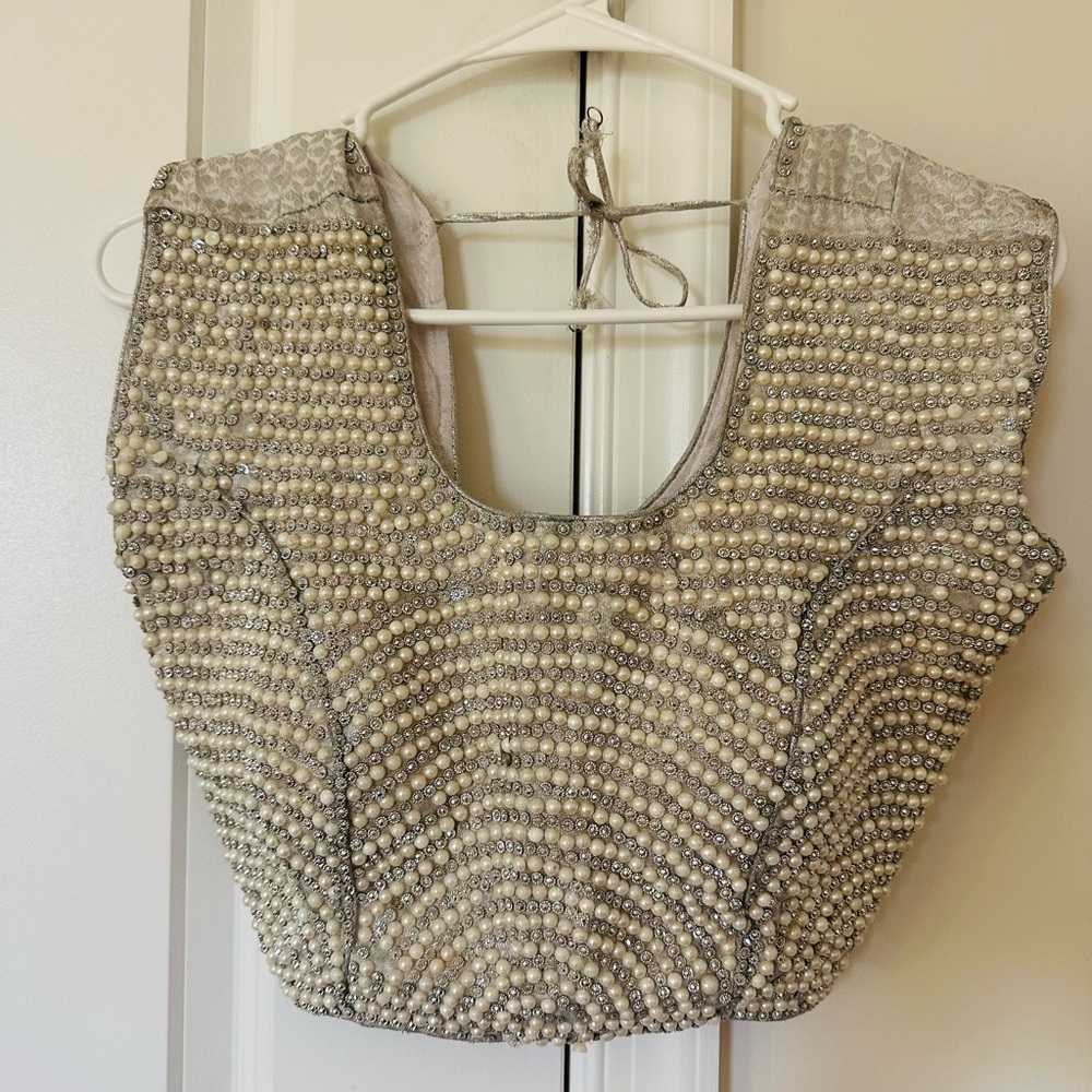 Elegant Beaded Cream Top